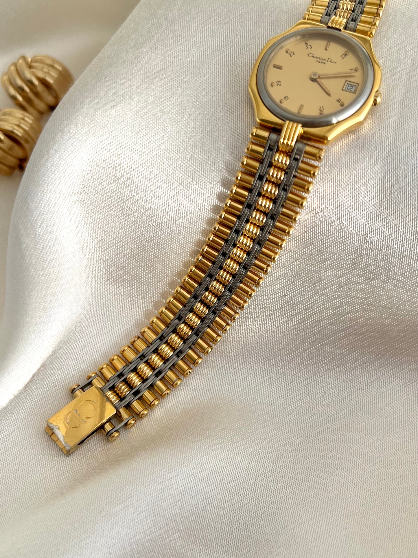 Christian Dior Two Tone Bracelet Women’s Watch 18k Gold Electroplated
