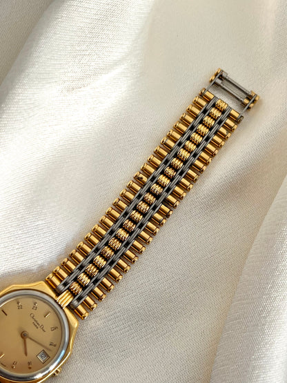 Christian Dior Two Tone Bracelet Women’s Watch 18k Gold Electroplated