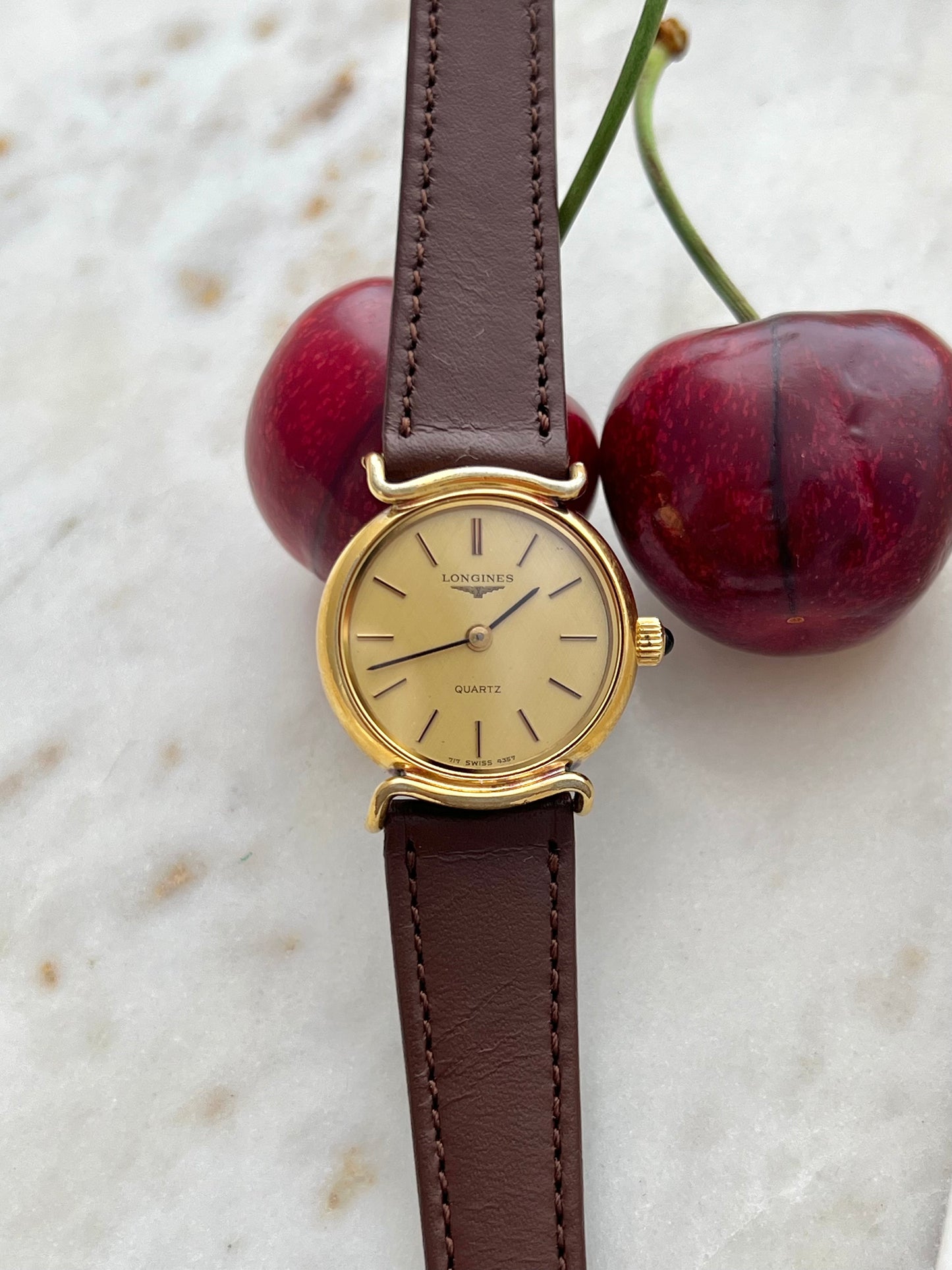 Longines Gold Tone Round Curved Lugs Womens Watch