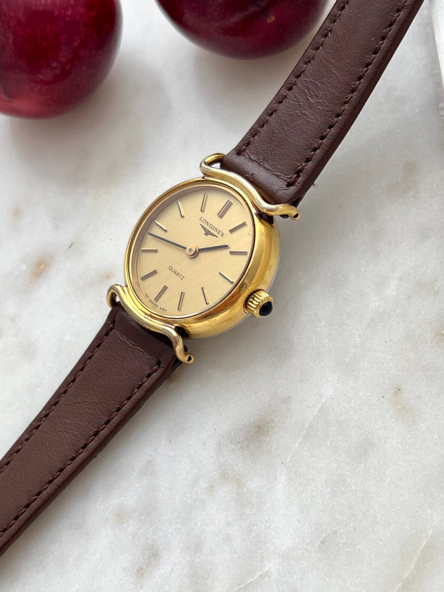 Longines Gold Tone Round Curved Lugs Womens Watch