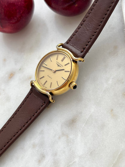 Longines Gold Tone Round Curved Lugs Womens Watch