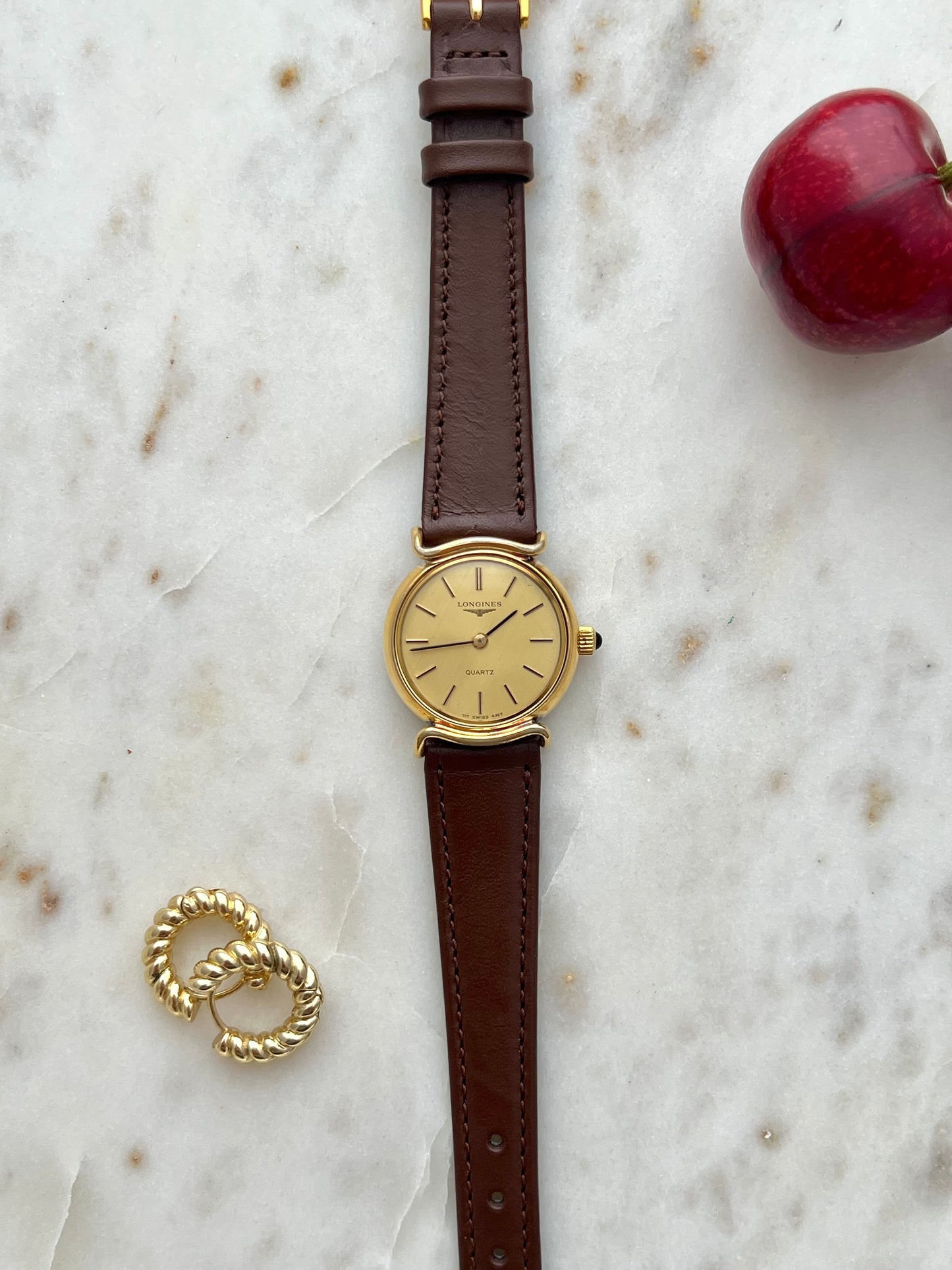 Longines Gold Tone Round Curved Lugs Womens Watch