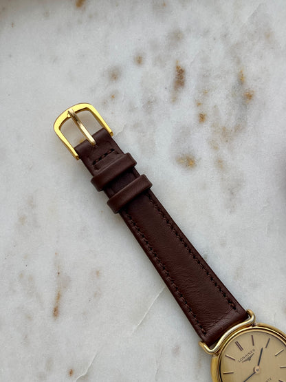 Longines Gold Tone Round Curved Lugs Womens Watch