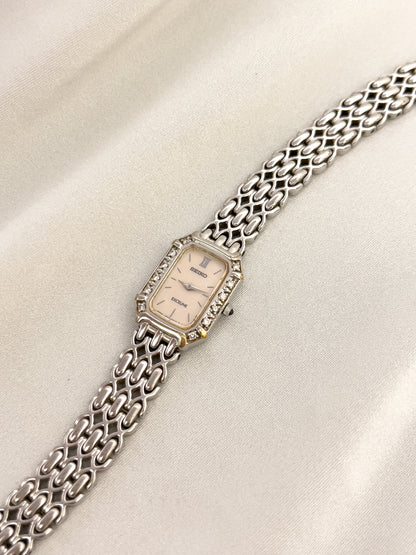 Seiko Exceline Diamond Ladies’ Watch – Mother of Pearl Dial & Textured Bracelet