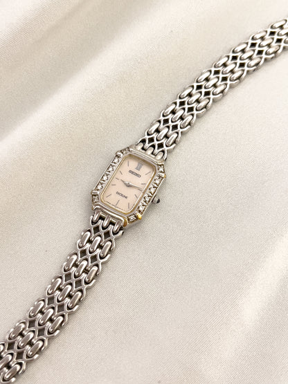 Seiko Exceline Diamond Ladies’ Watch – Mother of Pearl Dial & Textured Bracelet