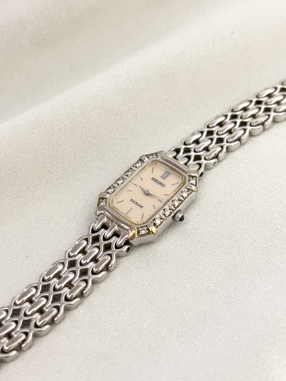 Seiko Exceline Diamond Ladies’ Watch – Mother of Pearl Dial & Textured Bracelet