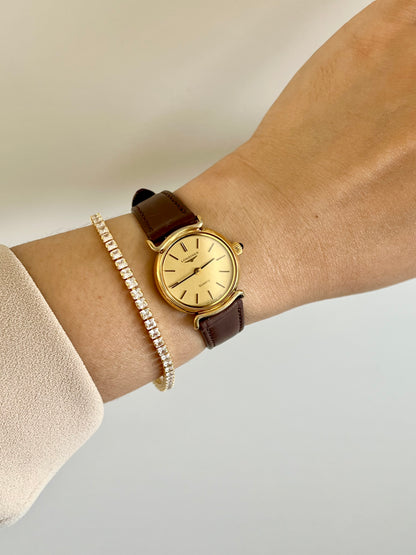 Longines Gold Tone Round Curved Lugs Womens Watch