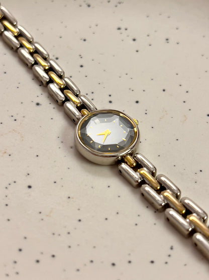 Citizen Black Dial Two-Tone Bracelet Woman's Watch with Faceted Crystal
