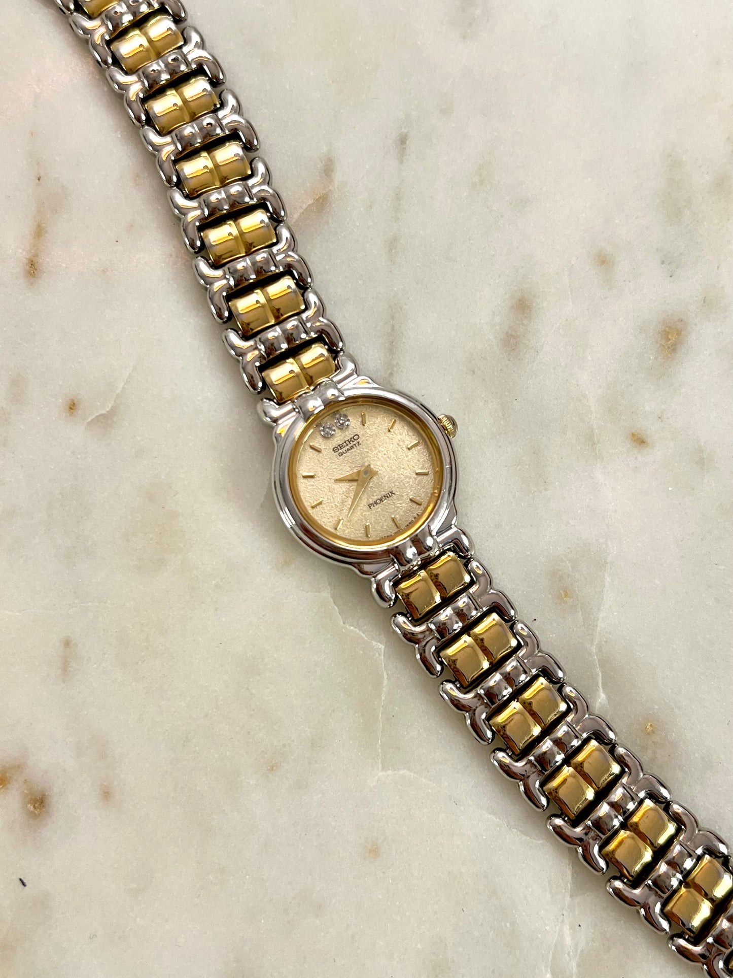 Seiko Phoenix Two Tone Women's Watch with Gold Textured Dial