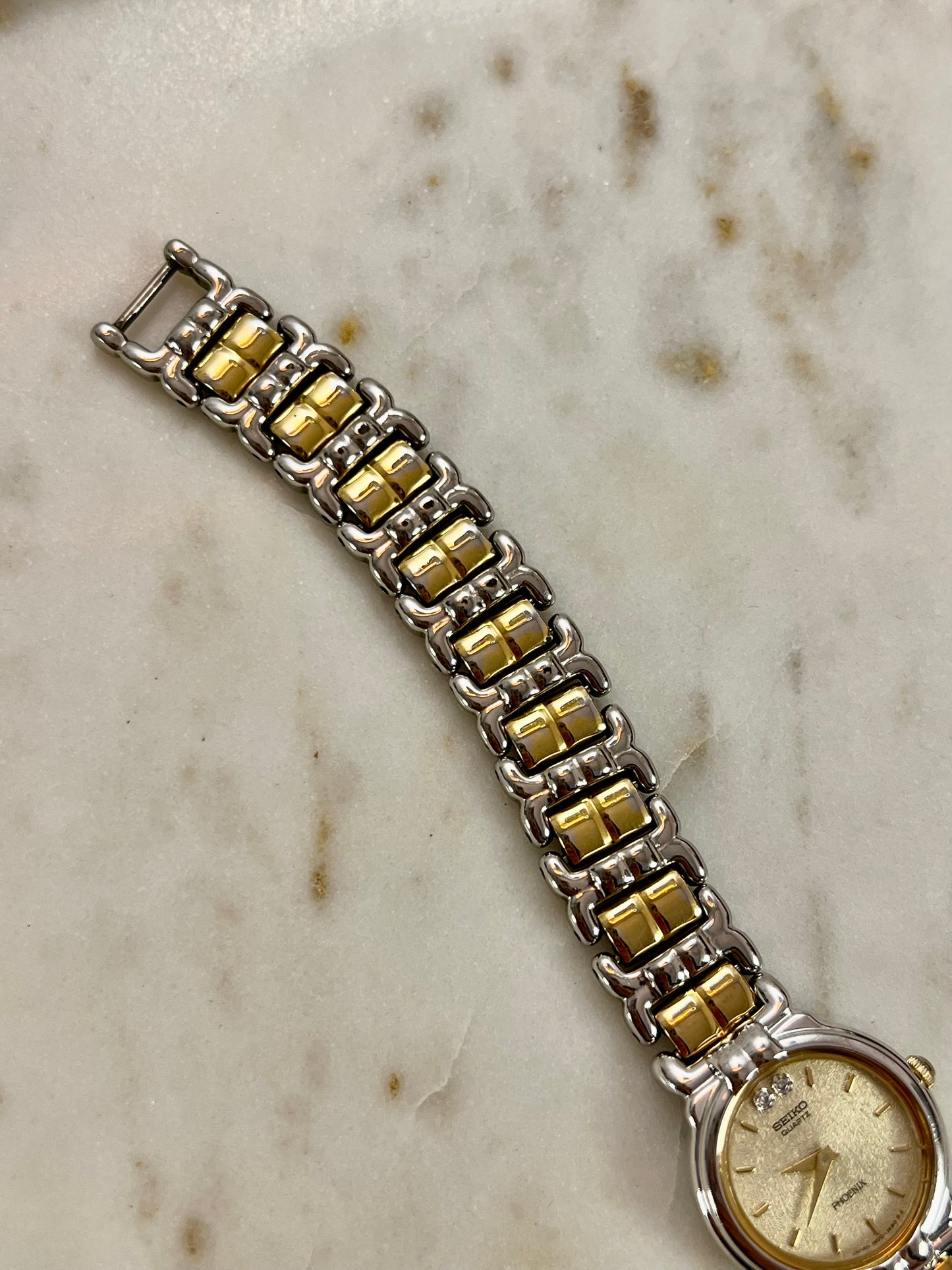 Seiko Phoenix Two Tone Women's Watch with Gold Textured Dial