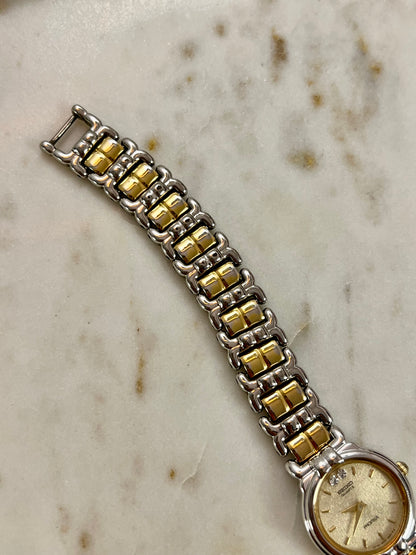 Seiko Phoenix Two Tone Women's Watch with Gold Textured Dial