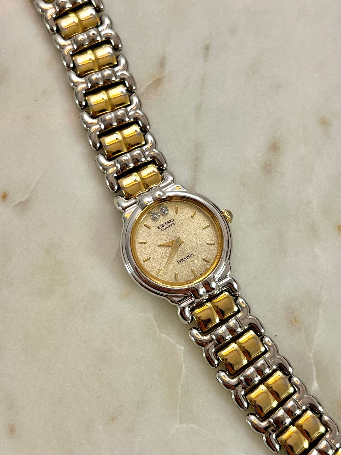 Seiko Phoenix Two Tone Women's Watch with Gold Textured Dial