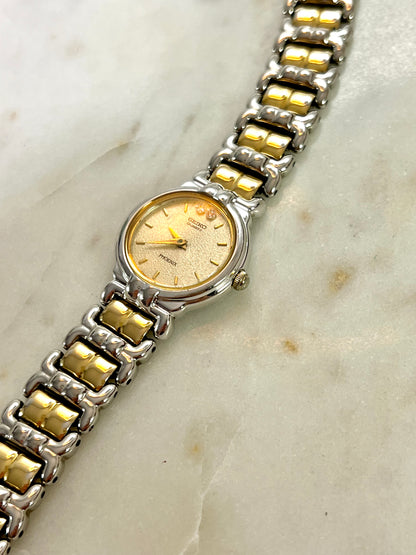 Seiko Phoenix Two Tone Women's Watch with Gold Textured Dial