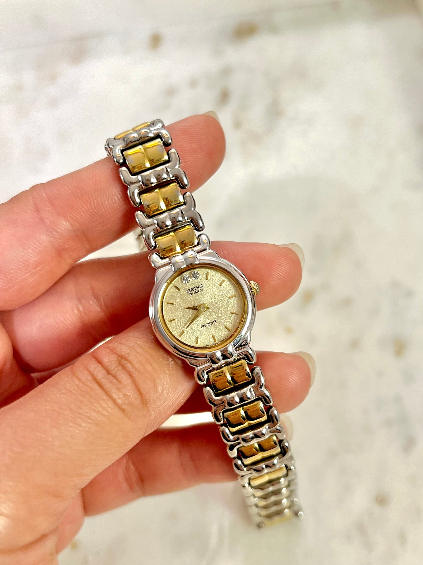 Seiko Phoenix Two Tone Women's Watch with Gold Textured Dial