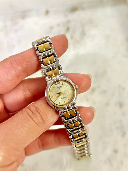 Seiko Phoenix Two Tone Women's Watch with Gold Textured Dial