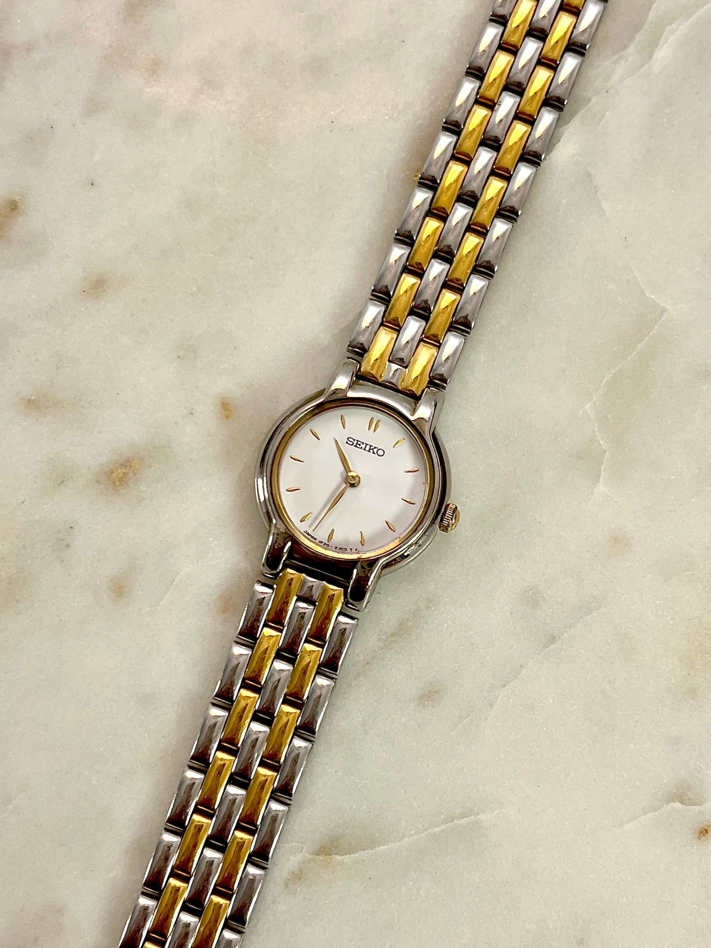 Seiko Two Tone White Dial Bracelet Women's Watch