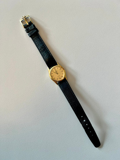 Omega De Ville Gold Ladies’ Watch on Classy Black Strap