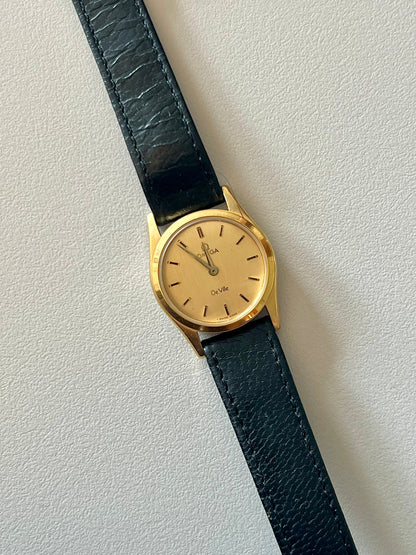 Omega De Ville Gold Ladies’ Watch on Classy Black Strap