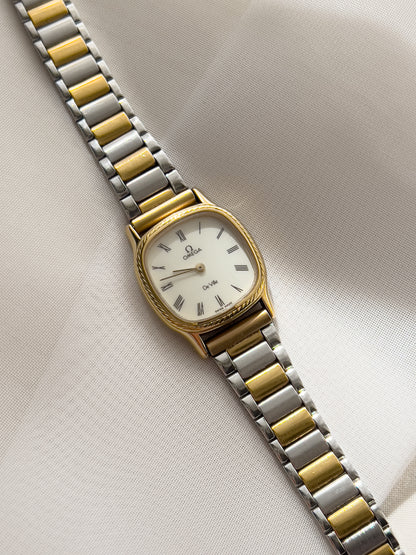 Omega De Ville Cushion Case Woman's Watch with Rope Bezel Pattern