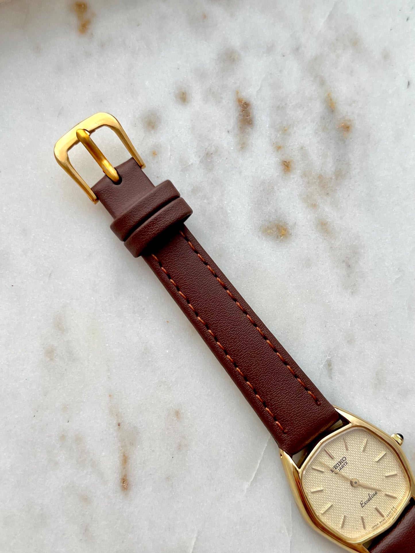 Seiko Exceline Gold Filled Toned Tonneau Woman's Watch