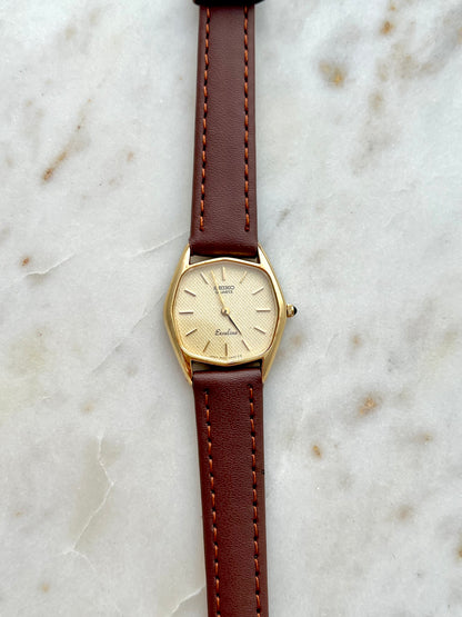 Seiko Exceline Gold Filled Toned Tonneau Woman's Watch