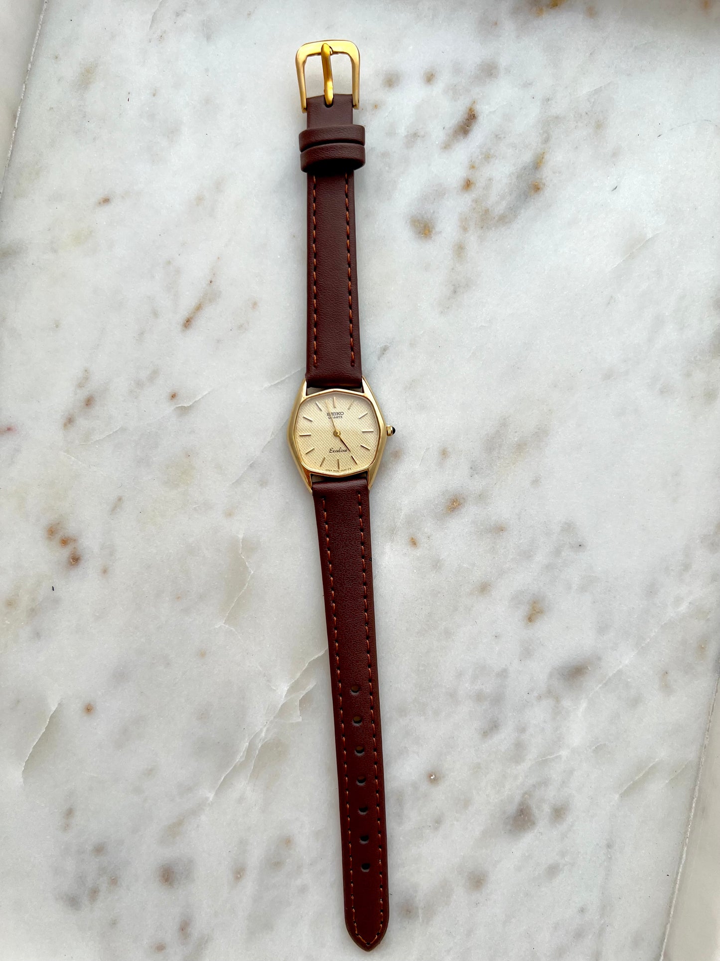 Seiko Exceline Gold Filled Toned Tonneau Woman's Watch