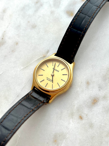 Tissot Stylist Womens Gold Tone Dress Watch with Champagne Dial