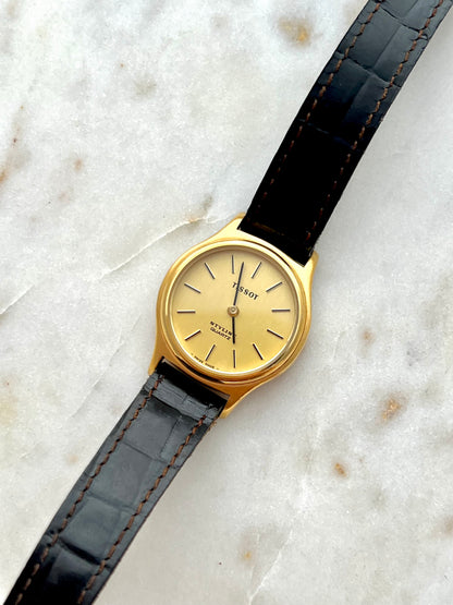 Tissot Stylist Womens Gold Tone Dress Watch with Champagne Dial