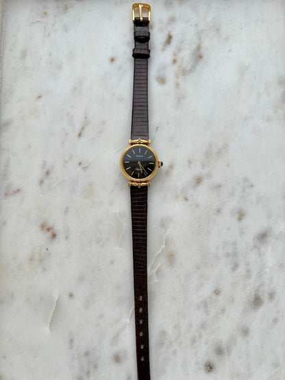 Tissot Saphir Women’s Watch in Gold Tone with Black Dial