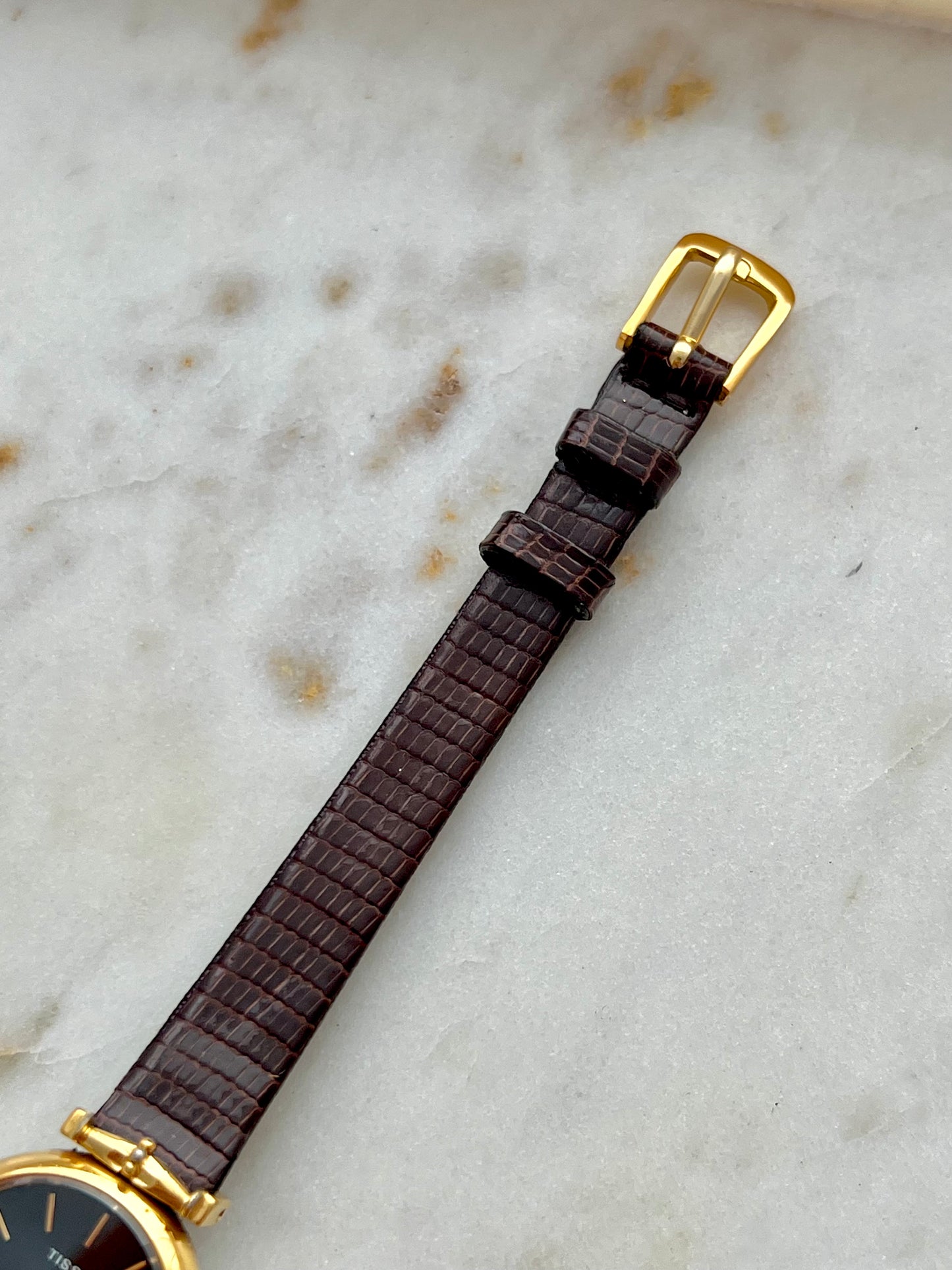 Tissot Saphir Women’s Watch in Gold Tone with Black Dial