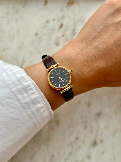Tissot Saphir Women’s Watch in Gold Tone with Black Dial