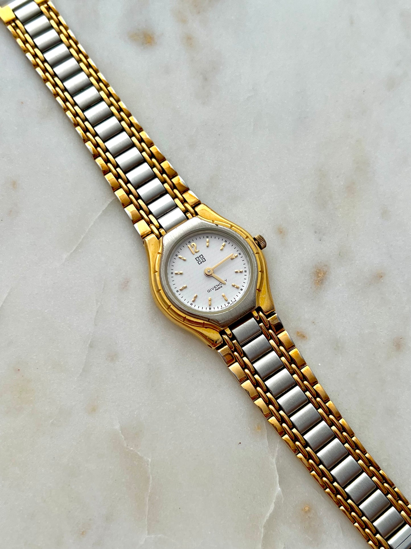 Givenchy Womens Watch with Two Tone Bracelet and Sculpted Case