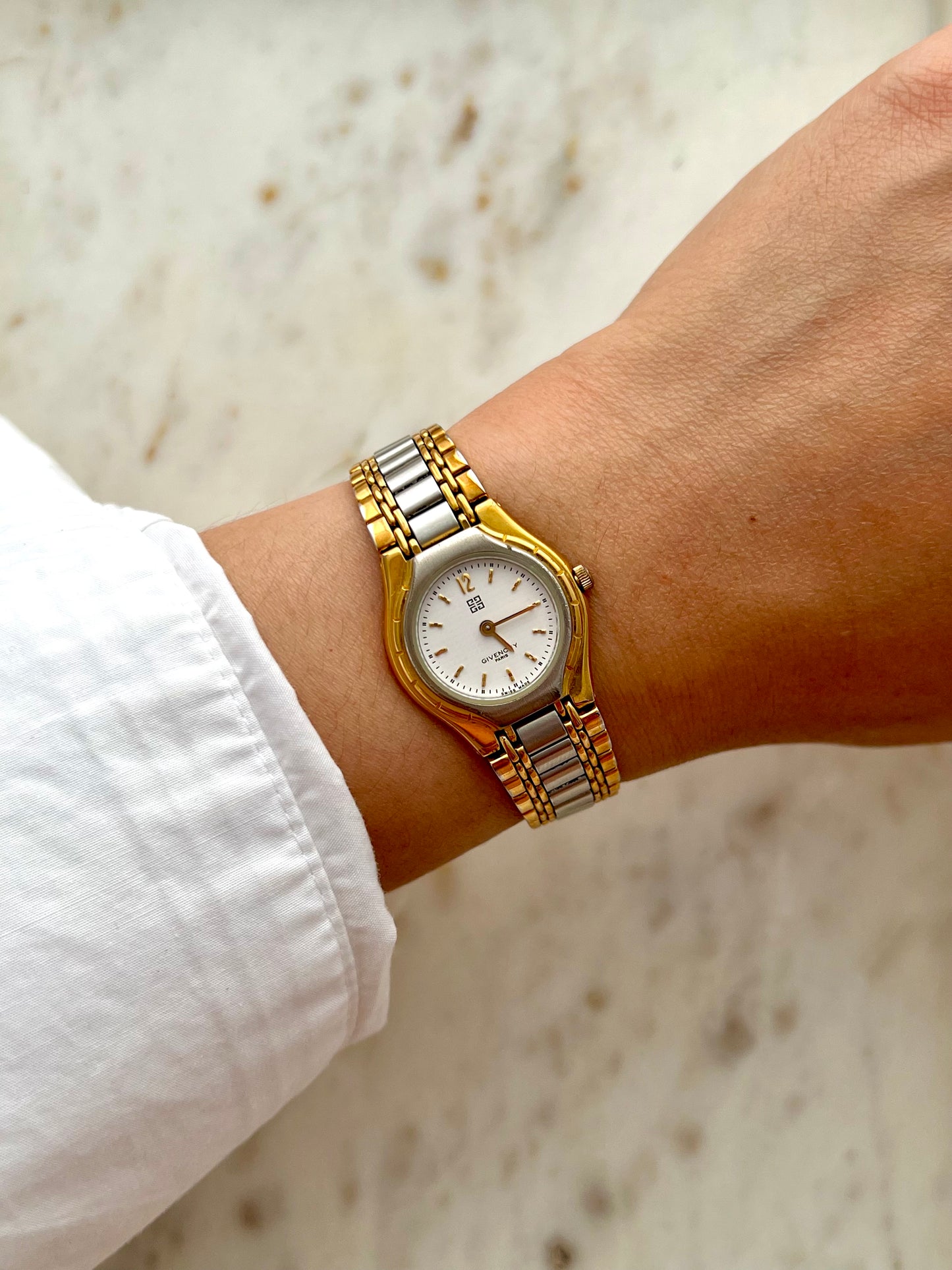 Givenchy Womens Watch with Two Tone Bracelet and Sculpted Case