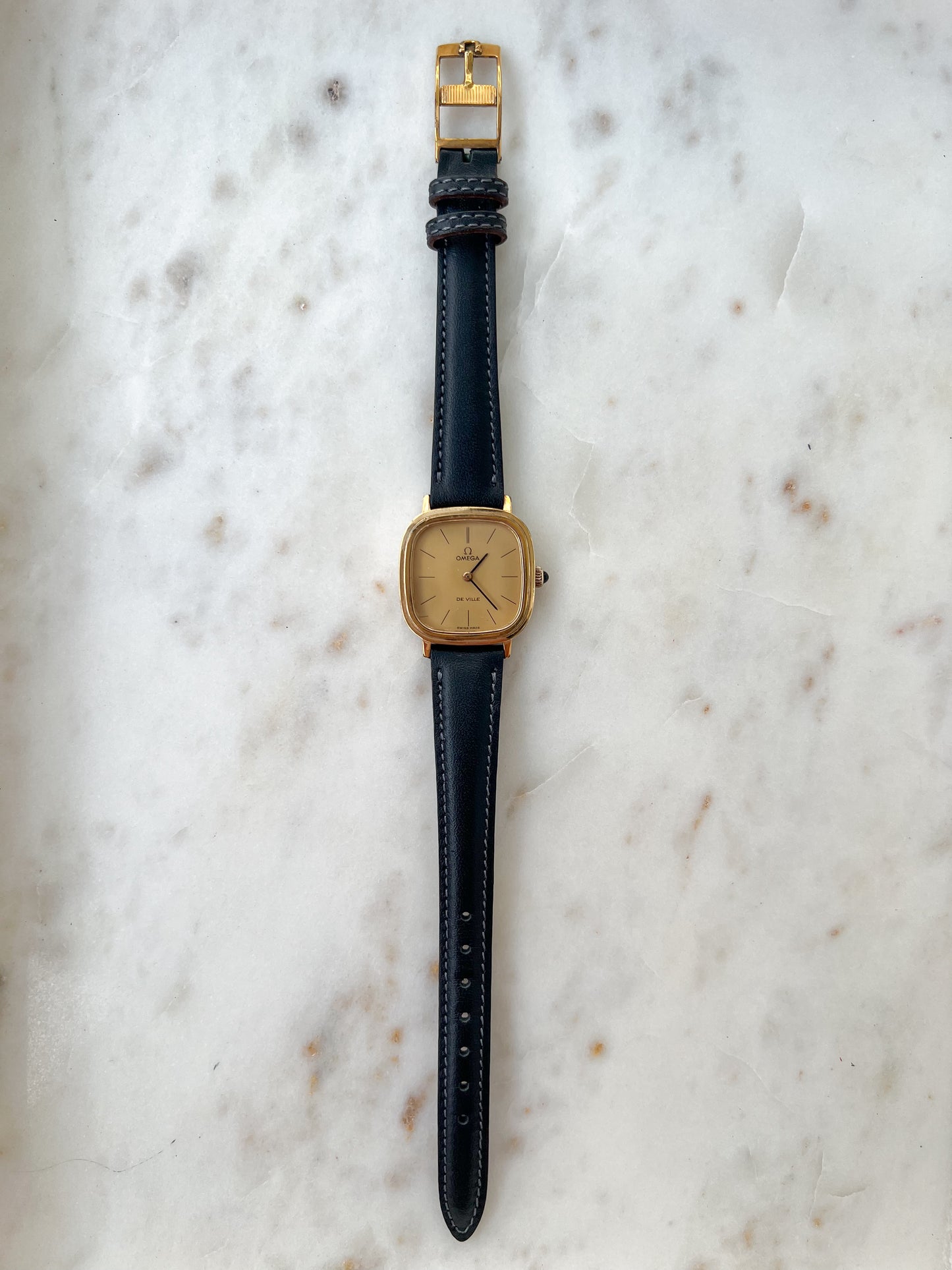 Omega Square Cushion Gold Toned Woman's Watch