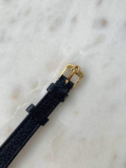 Omega De Ville Tonneau Women's Watch in Gold Tone on Black Leather