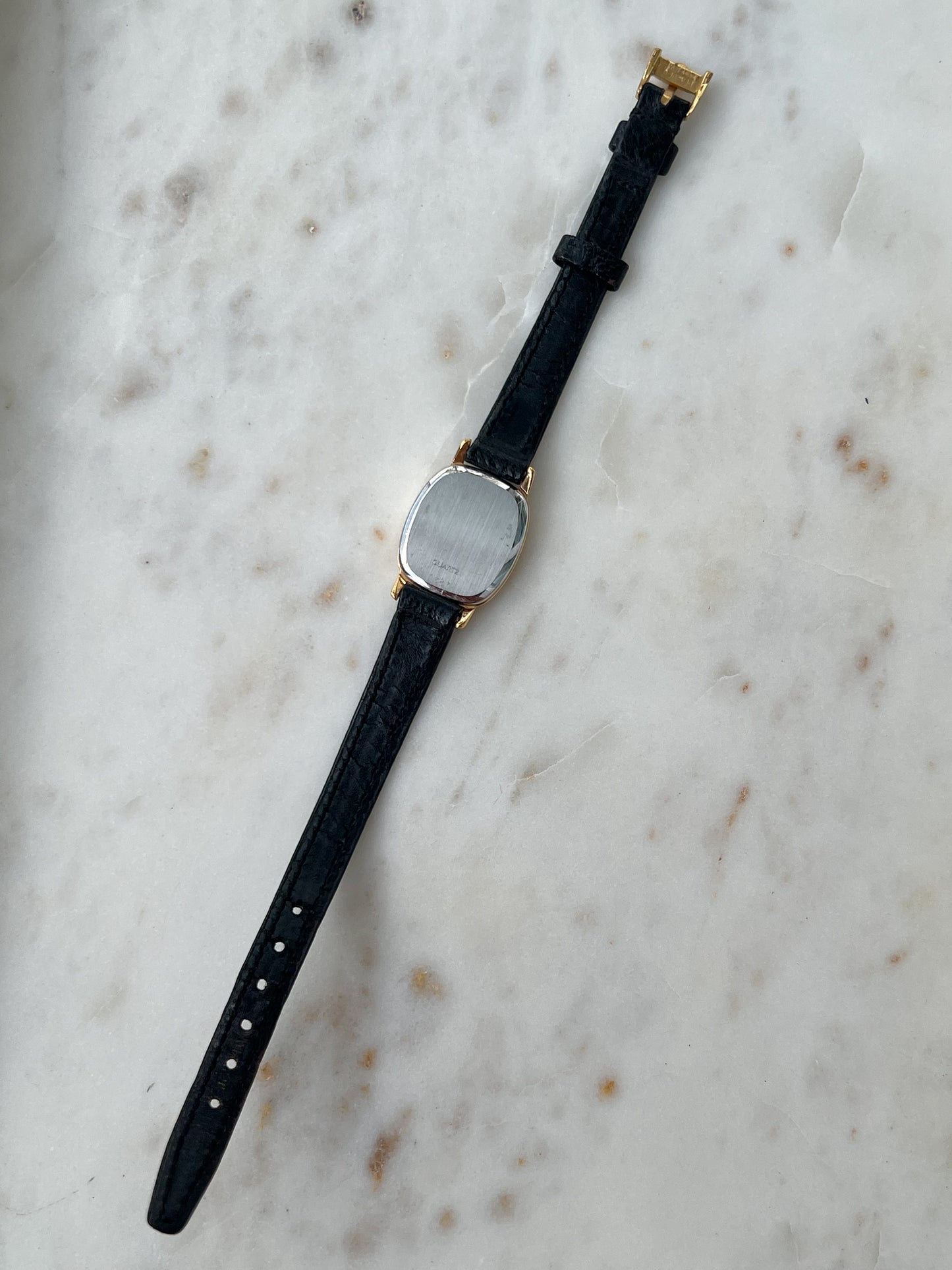 Omega De Ville Tonneau Women's Watch in Gold Tone on Black Leather