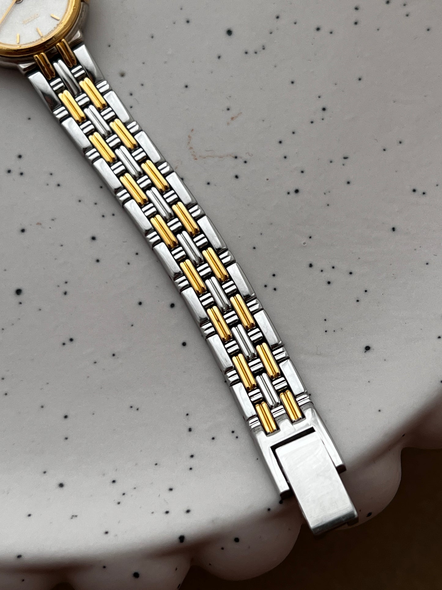 Seiko Exceline Two-tone Woman's Watch with White Dust Dial