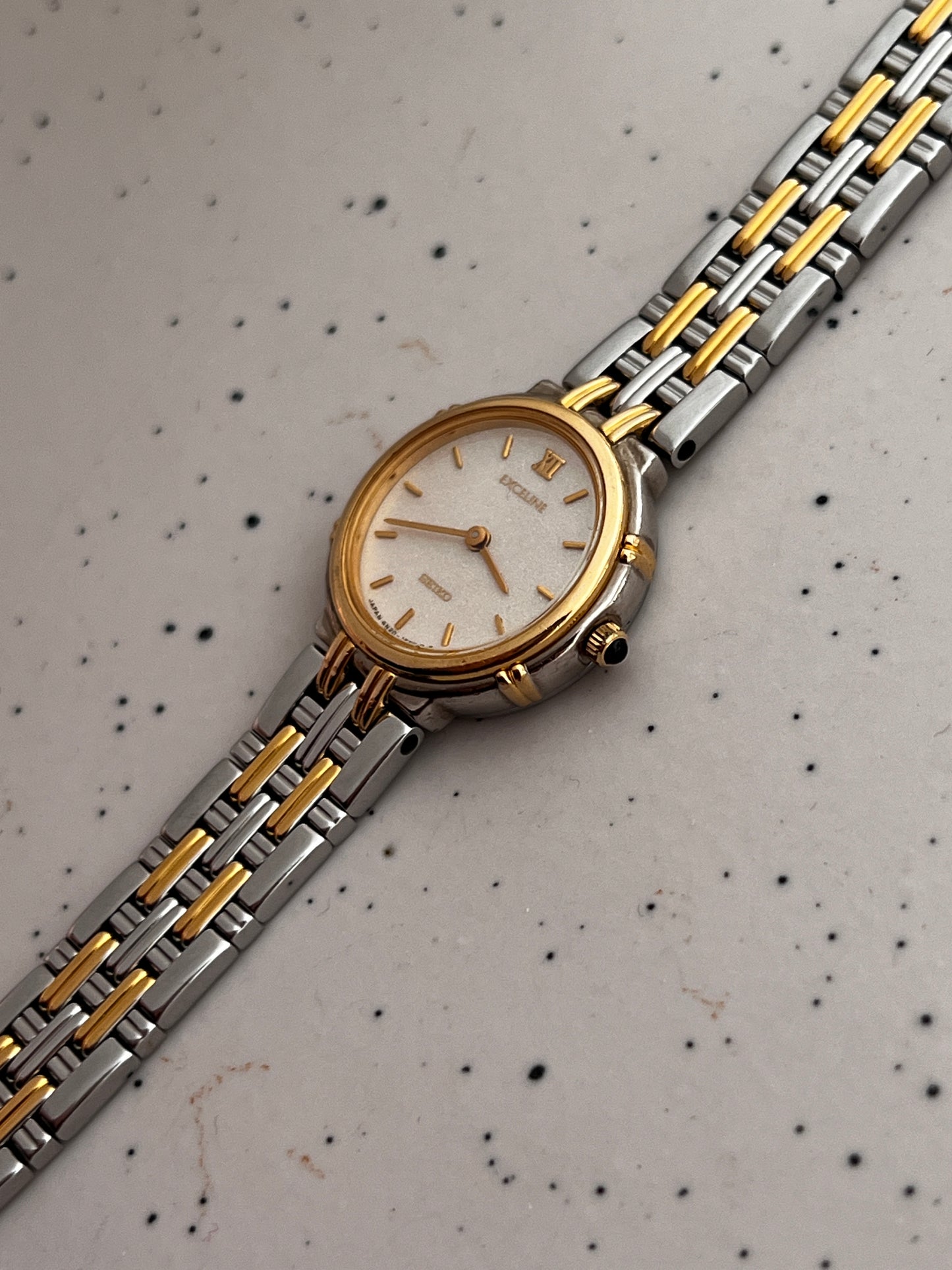 Seiko Exceline Two-tone Woman's Watch with White Dust Dial