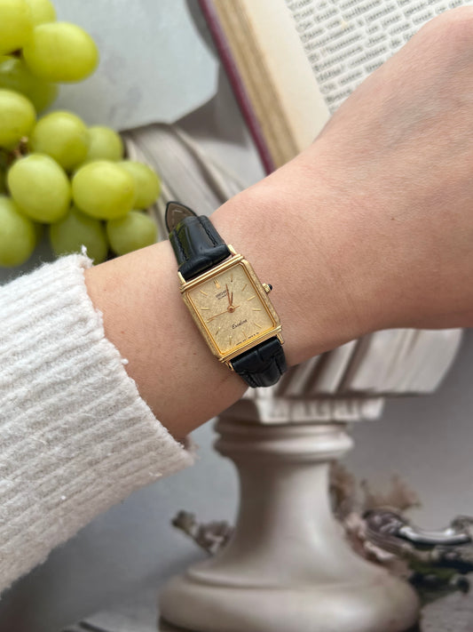 Seiko Exceline Linen Dial Gold Tank Women’s Watch