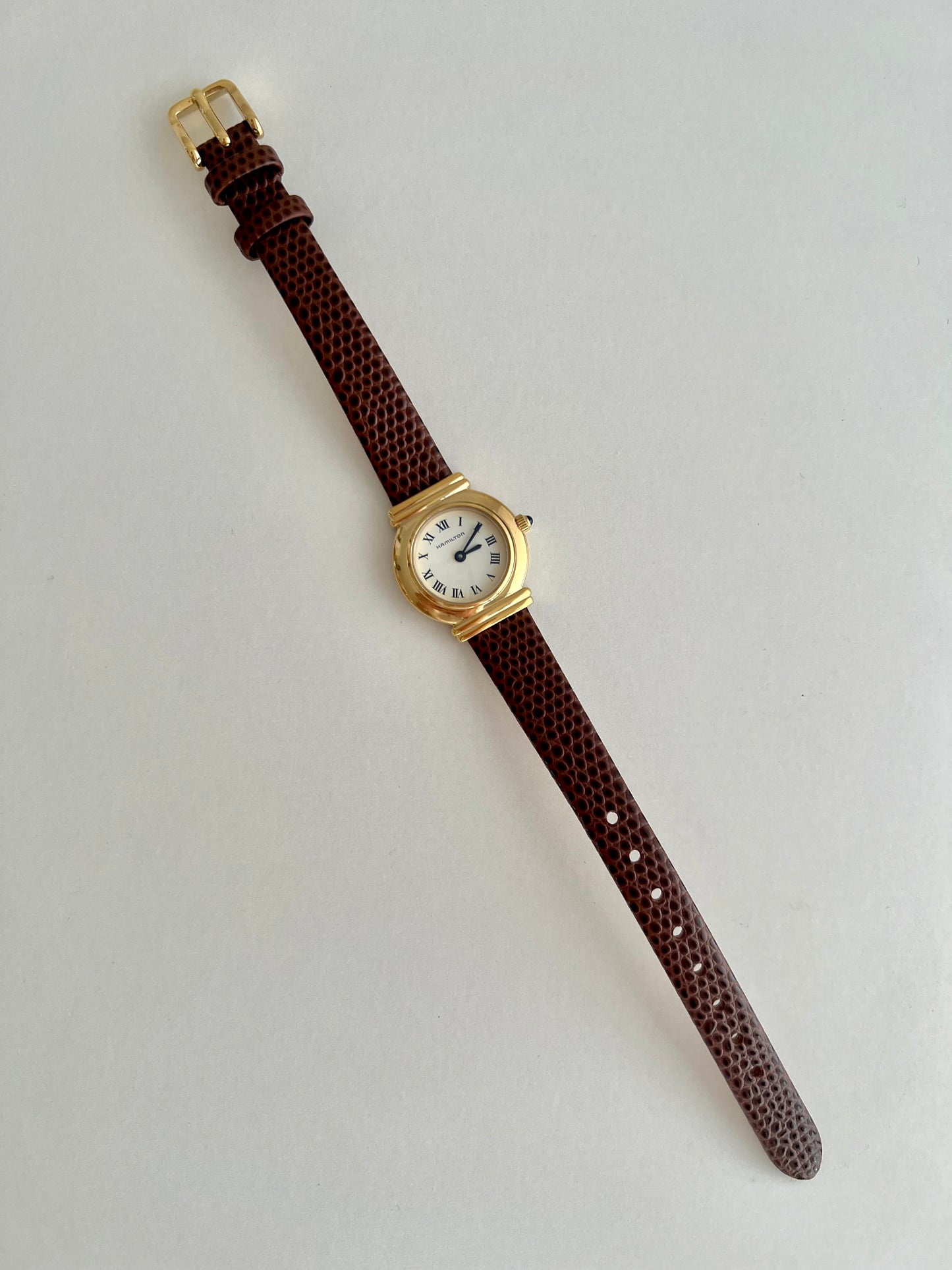 Hamilton Gold Round Women's Watch with Double Bar Lugs