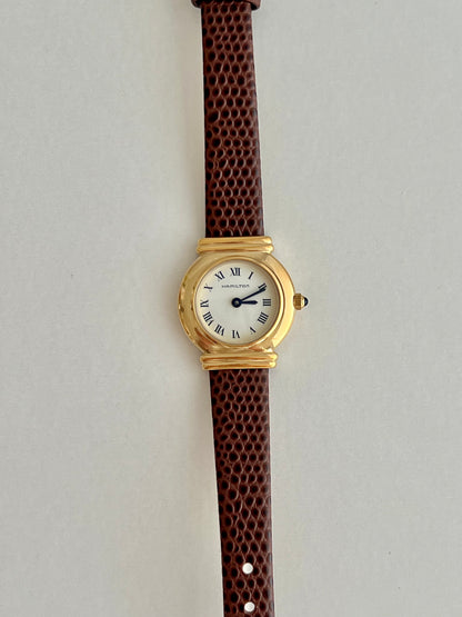Hamilton Gold Round Women's Watch with Double Bar Lugs