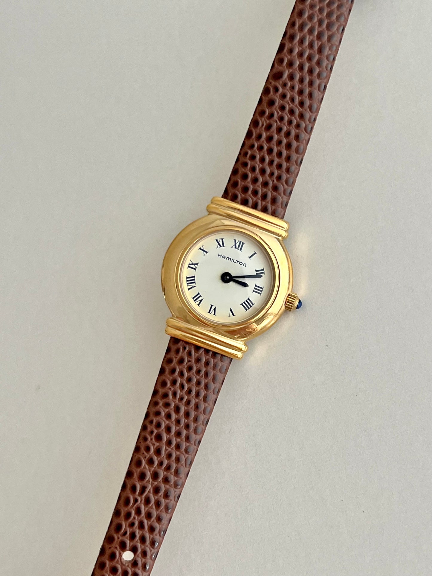 Hamilton Gold Round Women's Watch with Double Bar Lugs