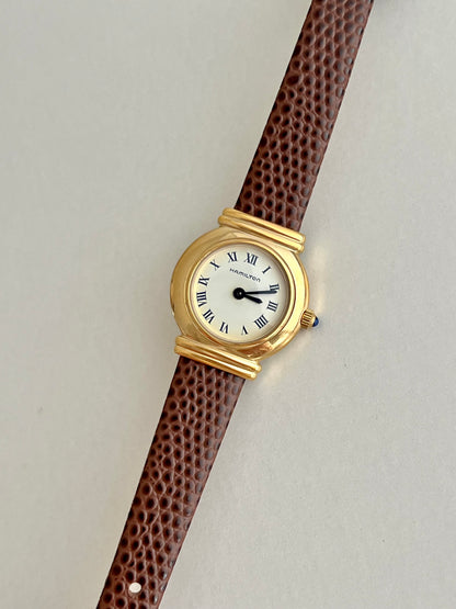 Hamilton Gold Round Women's Watch with Double Bar Lugs