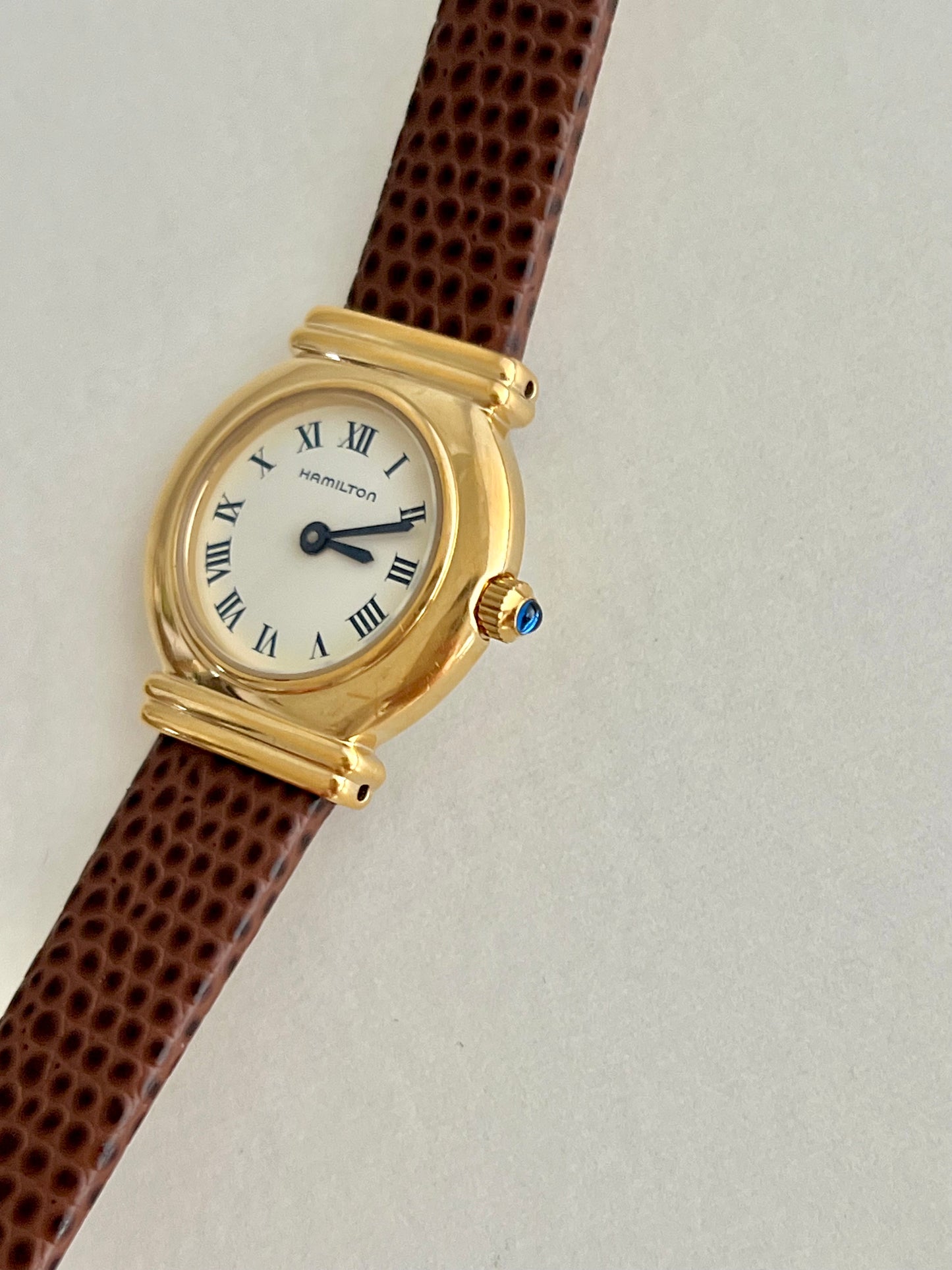 Hamilton Gold Round Women's Watch with Double Bar Lugs