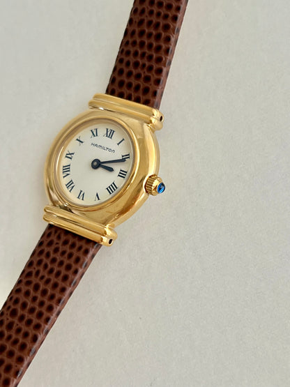 Hamilton Gold Round Women's Watch with Double Bar Lugs