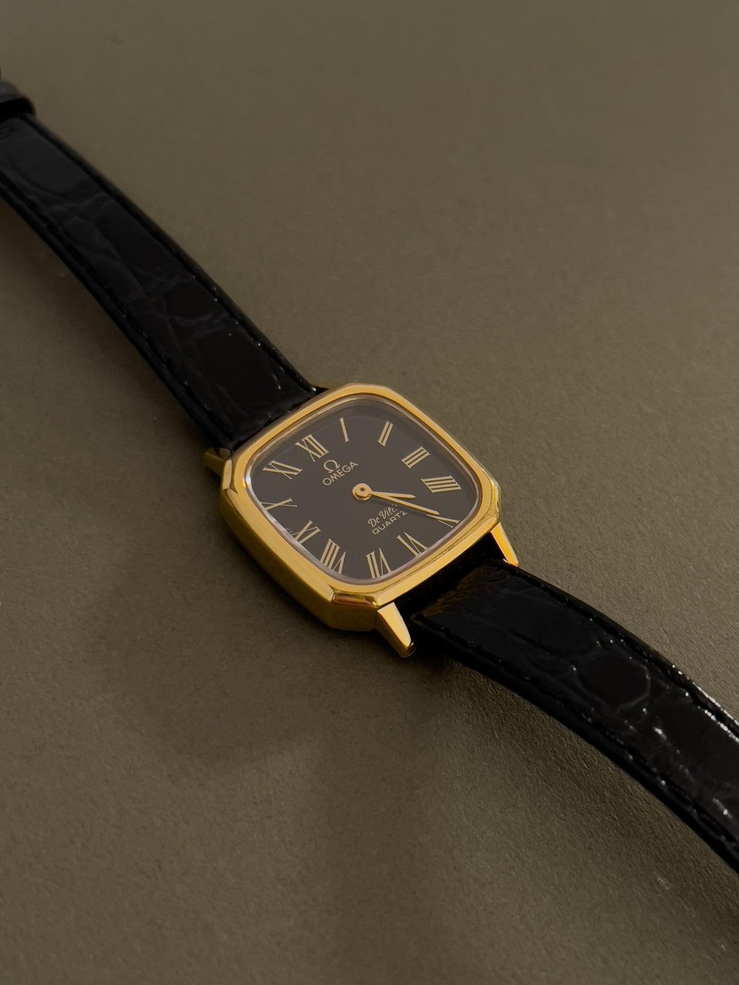 Omega De Ville Rectangular Woman’s Watch with Black Dial