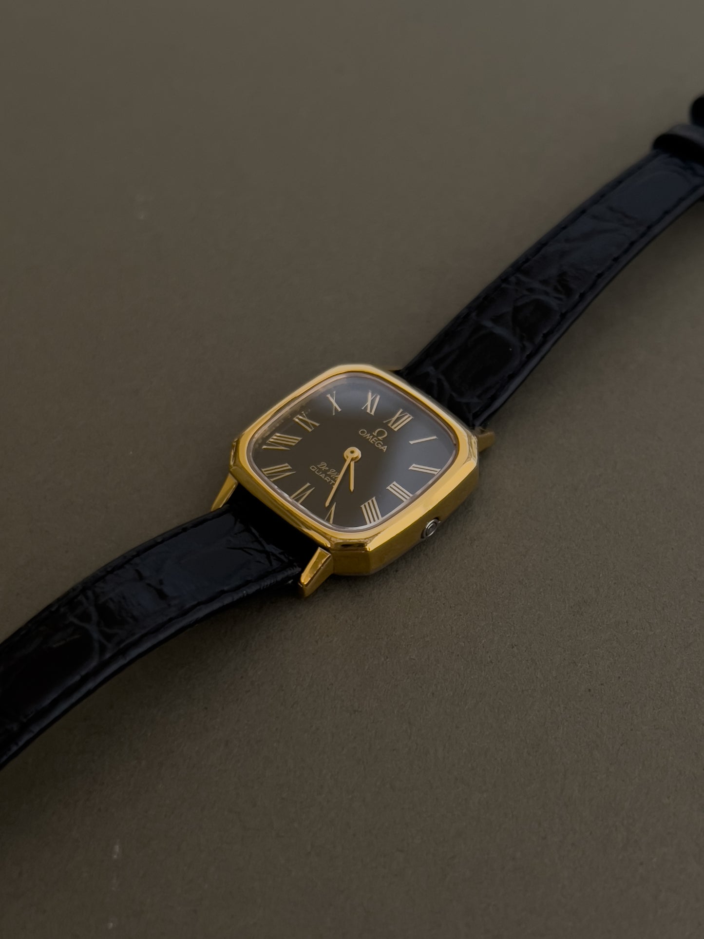 Omega De Ville Rectangular Woman’s Watch with Black Dial