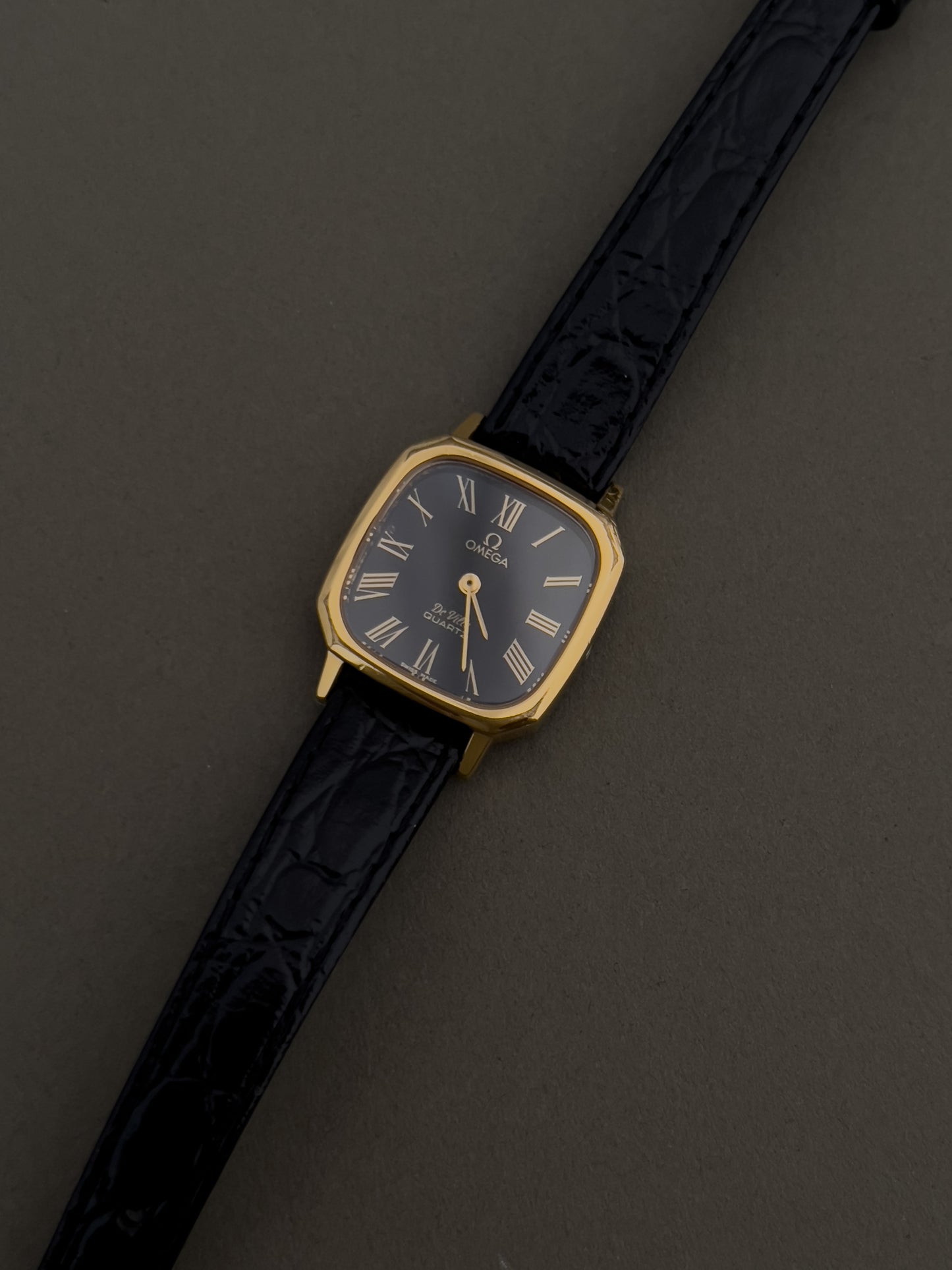 Omega De Ville Rectangular Woman’s Watch with Black Dial
