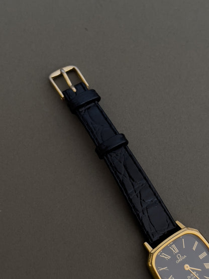 Omega De Ville Rectangular Woman’s Watch with Black Dial