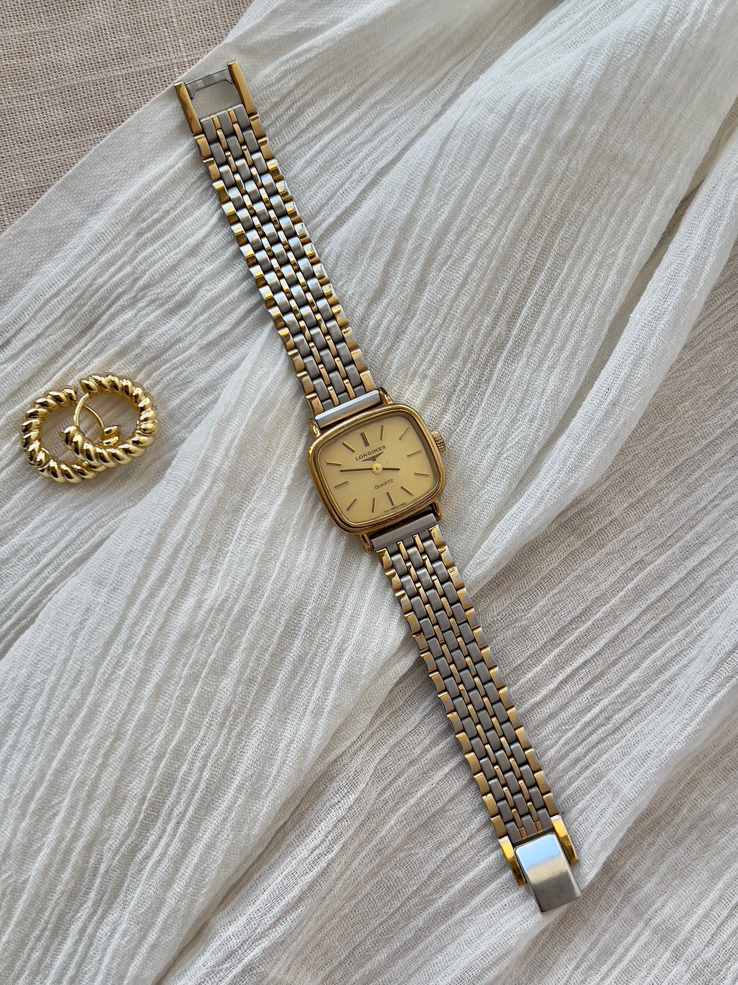 Longines Gold Toned Ladies Watch Gold Square Dial